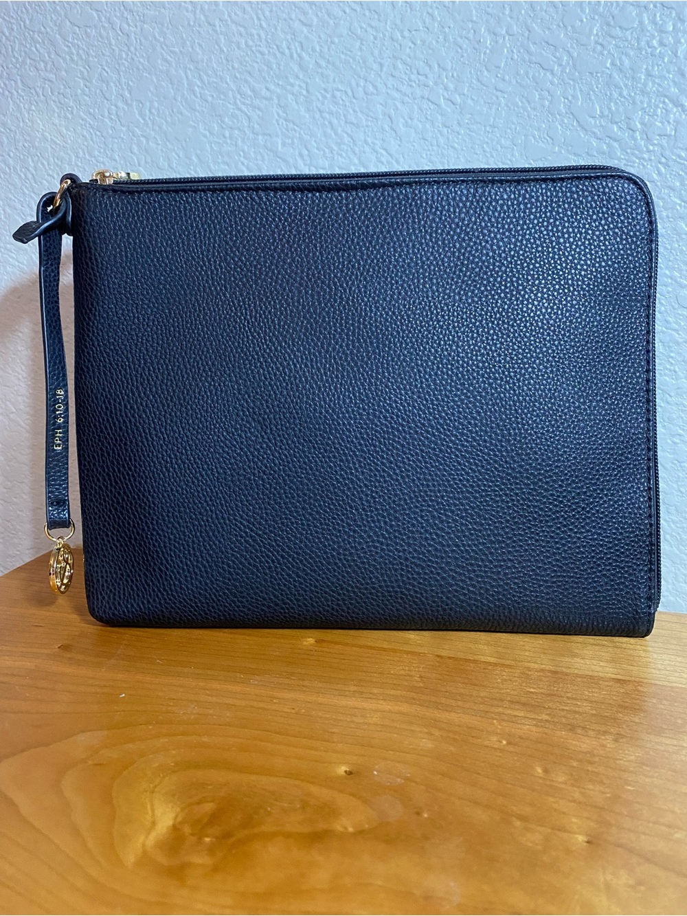 Mary and Martha Black Leather Zip Pouch